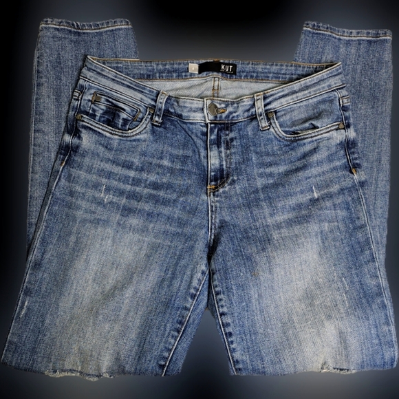 Kut From The Kloth Mid Rise Distressed Medium Wash Jeans Size 8 - Picture 1 of 11